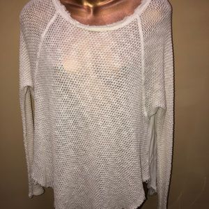 Ecote size small white frayed edges long sleeve shirt